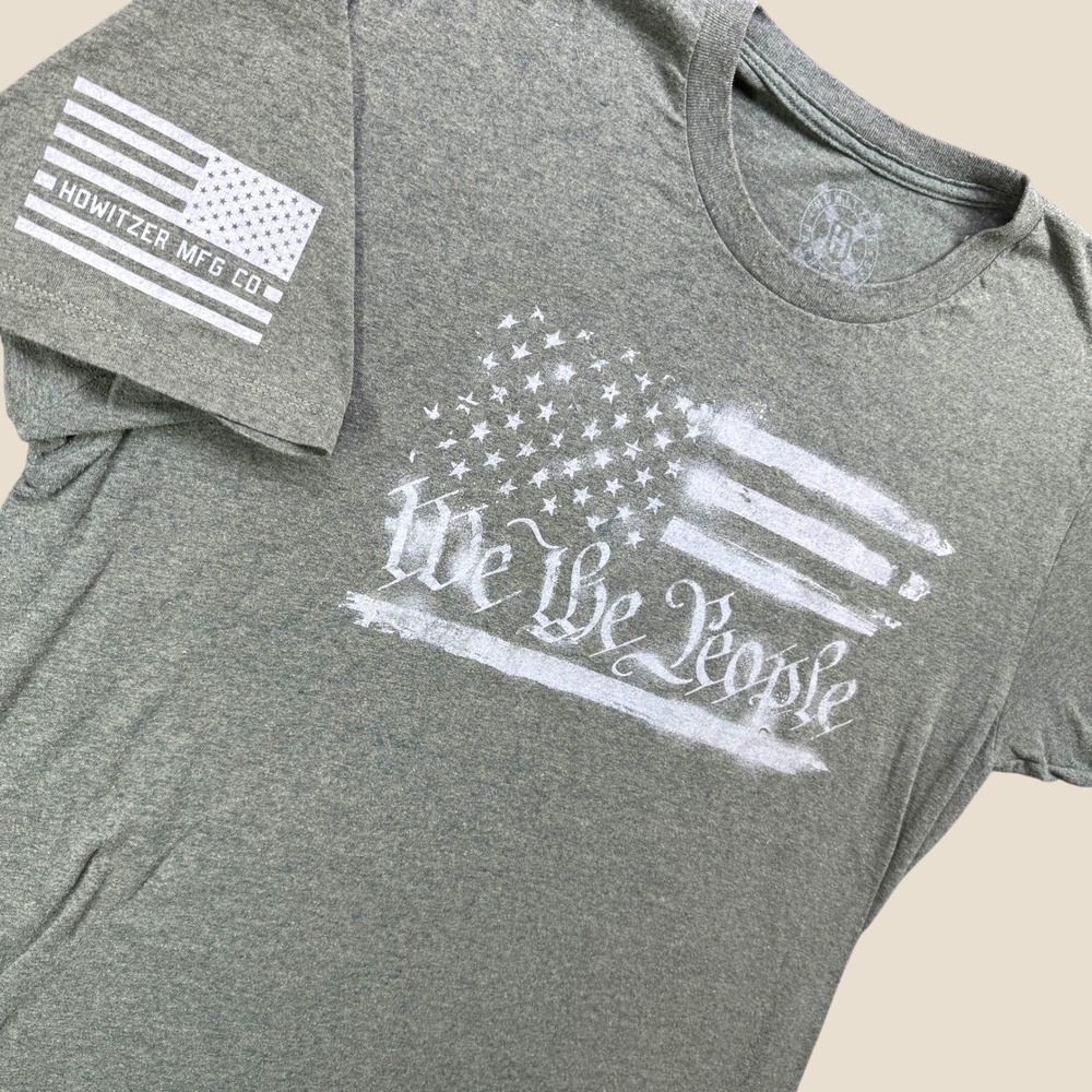 Howitzer T Shirt Men L Green We The People Flag Graphic Patriotic Short Sleeve